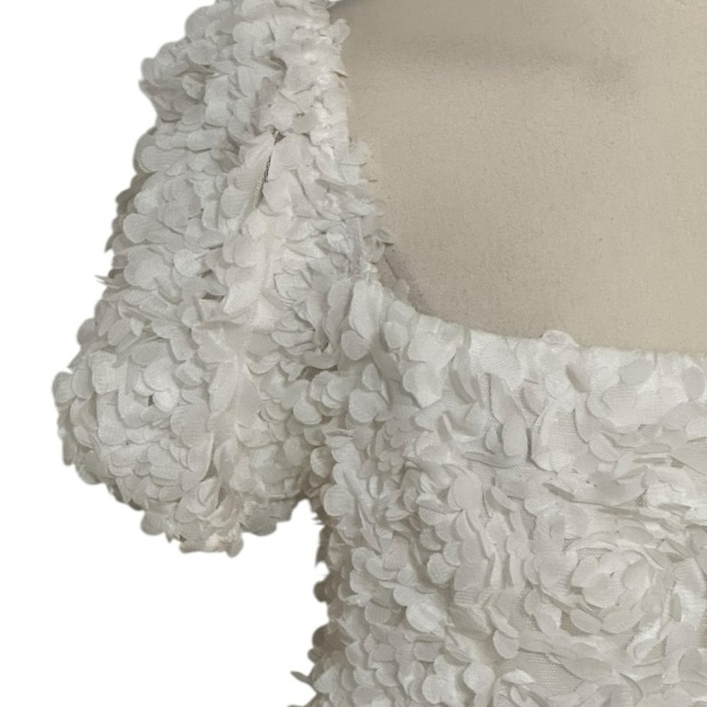 LULUS Precious Passion White Floral Puff Sleeve Babydoll Dress sz L Wedding Mini - Picture 8 of 9